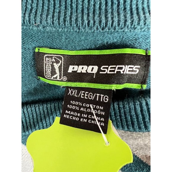 PGA Pro Series V Neck Vest Big and Tall  XXL Blue  Stripes Cotton - Picture 14 of 15